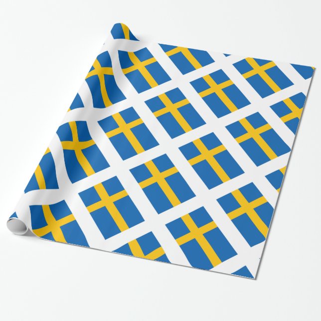 Papier Cadeau Drapeau de Suédois de Sverige Suède (Déroulé)