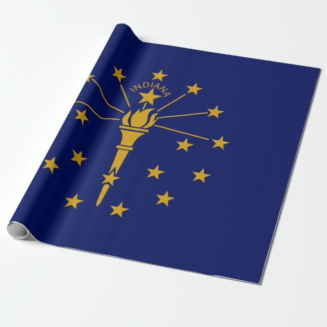 Papier Cadeau Drapeau d'État de l'Indiana (Déroulé)