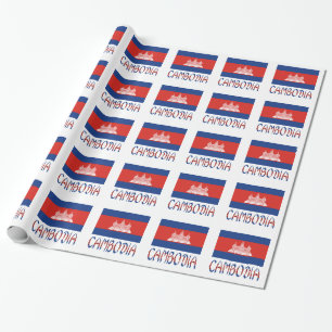 Papier Cadeau Drapeau du Cambodge en mosaïque