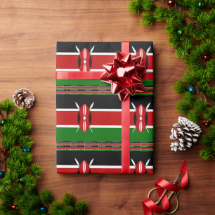 Papier Cadeau Drapeau du Kenya : avec cadre de drapeau miniature