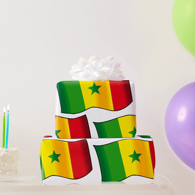 Papier Cadeau Drapeau du Sénégal Fierté sénégalaise Vert Jaune R (Créateur téléchargé)