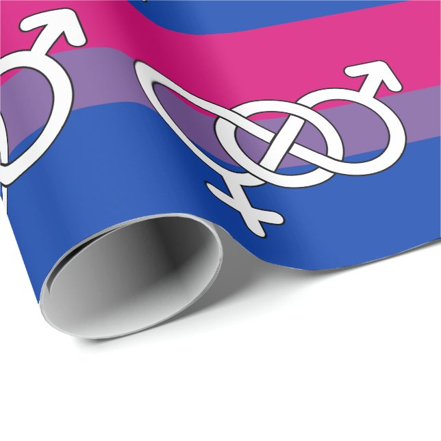 Papier Cadeau Drapeau du symbole de la fierté bisexuelle (Coin rond)