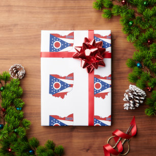 Papier Cadeau Drapeau et carte d'état de l'Ohio