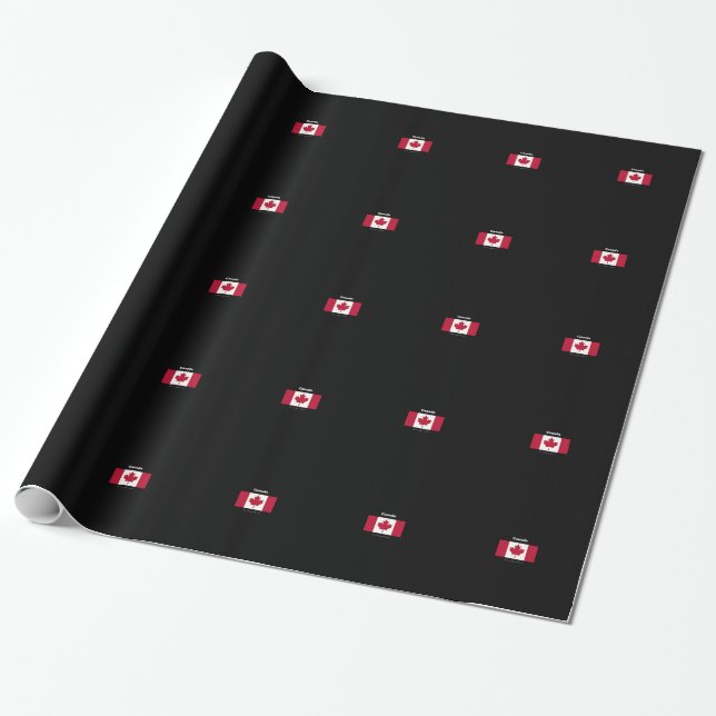Papier Cadeau Drapeau et slogan canadiens (Déroulé)
