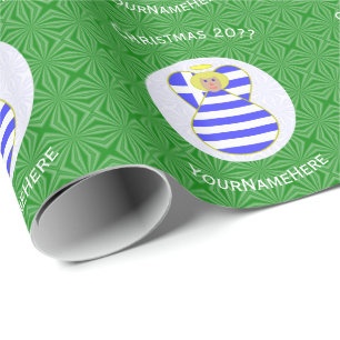 Papier Cadeau Drapeau grec Blonde Ange de Noël Personnalisé