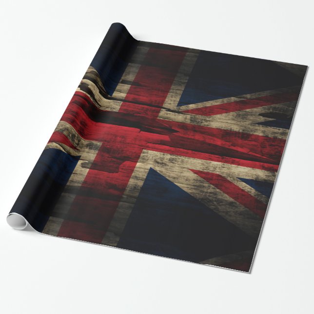 Papier Cadeau Drapeau grunge d'Union Jack les Anglais (Déroulé)