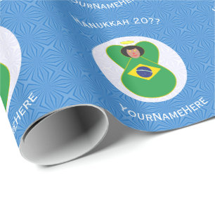 Papier Cadeau Drapeau Hanoukka Angel Brésilien Personnalisé