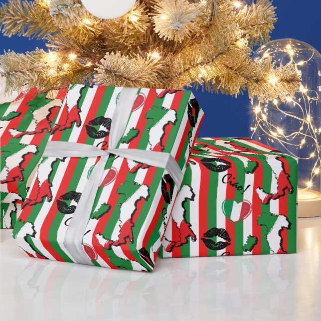 Papier Cadeau Drapeau italien Ciao et formes (Vacances)