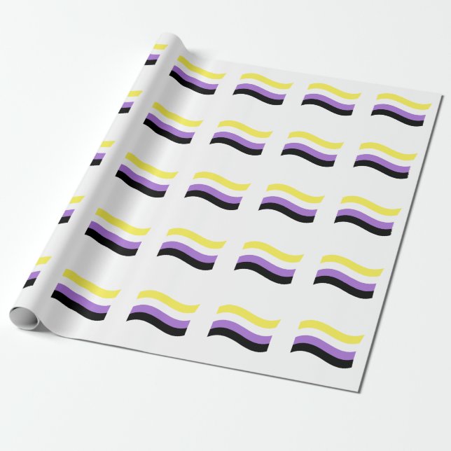 Papier Cadeau Drapeau ondoyant non binaire (Déroulé)