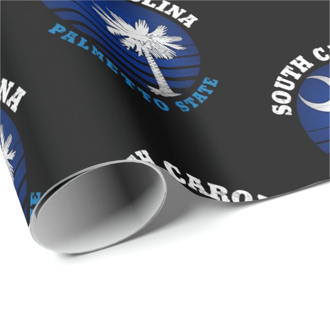 PAPIER CADEAU DRAPEAU PALMETTO DE CAROLINE DU SUD (Coin rond)