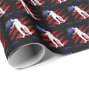 Papier Cadeau Drapeau Patriotique USA Drapeau féminin Skateboard
