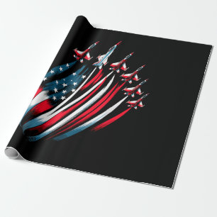 Papier Cadeau Drapeau Patriotique USA Jets Boys 4 juillet