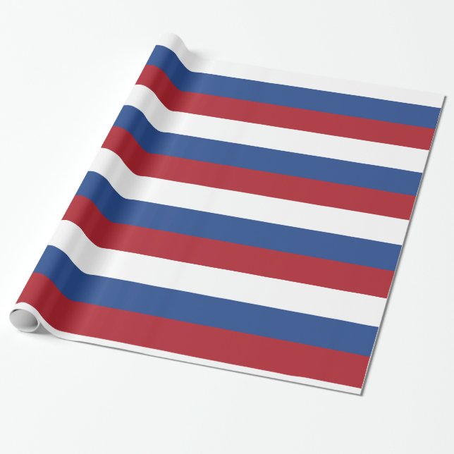 Papier Cadeau Drapeau Pays-Bas : Rouge Blanc Bleu Bleu (Déroulé)