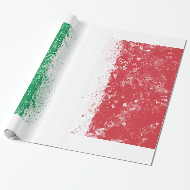Papier Cadeau Drapeau peint Grunge Splatter d'Italie (Déroulé)