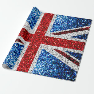 Papier Cadeau Drapeau rouge bleu blanc brillant parties scintill