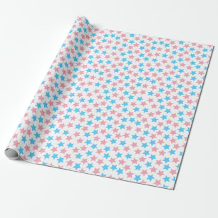 Papier Cadeau Drapeau Transgenre Pride Étoiles rose Bleu Blanc