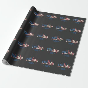 Papier Cadeau Drapeau Vintage Patriotique Américain 2024 de Trum