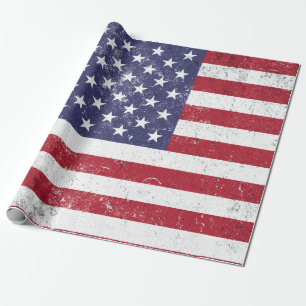 Papier Cadeau Drapeau vintage USA Patriotique Américain Rouge Bl