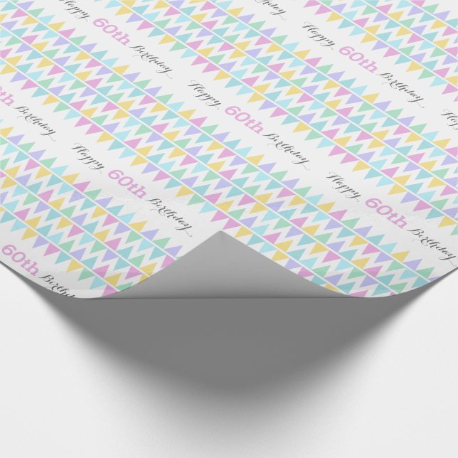 Papier Cadeau Drapeaux à souder blanc âge d'anniversaire 60 enve (Coin)