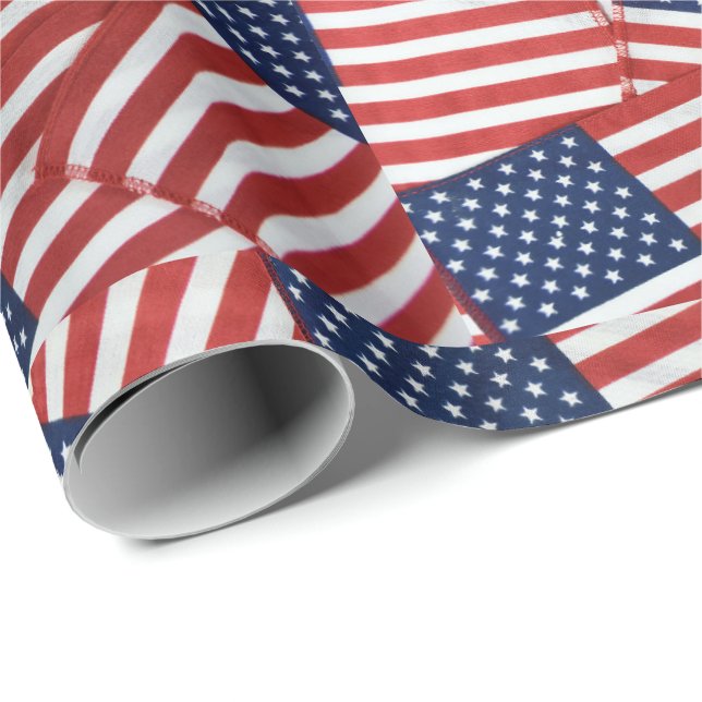 Papier Cadeau Drapeaux américains (Coin rond)