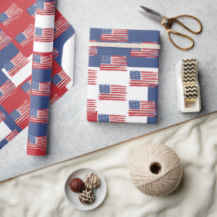 Papier Cadeau Drapeaux américains en rouge blanc et bleu