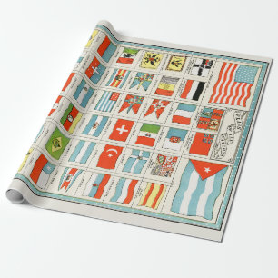 Papier Cadeau Drapeaux Anciens De Toutes Les Nations Affiche Édu