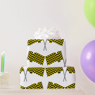 Papier Cadeau Drapeaux de course jaunes et noirs