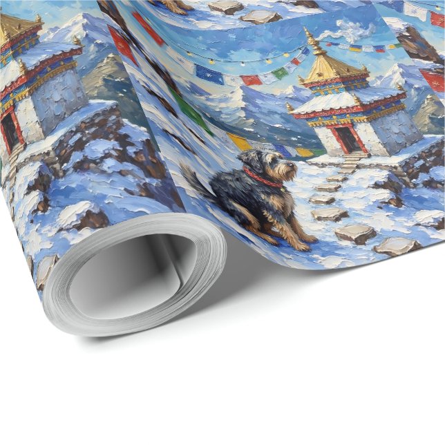 Papier Cadeau Drapeaux de prière de Noël pour Terrier Tibétain F (Coin rond)