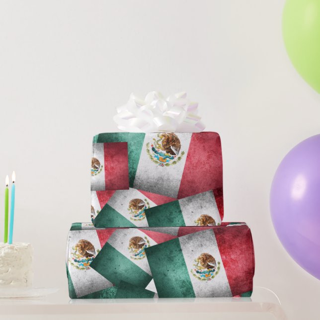Papier Cadeau Drapeaux mexicains en détresse (Cadeaux de fête)