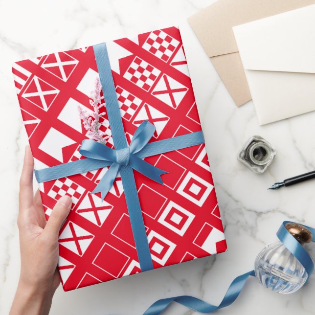 Papier Cadeau Drapeaux nautiques papier d'emballage couleur pers (Cadeaux)