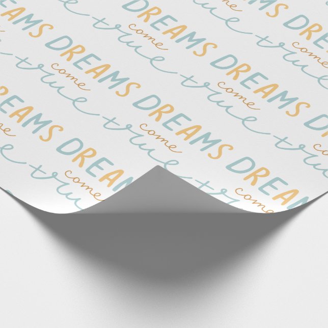 Papier Cadeau Dreams Come True Script Boho mignonne (Coin)