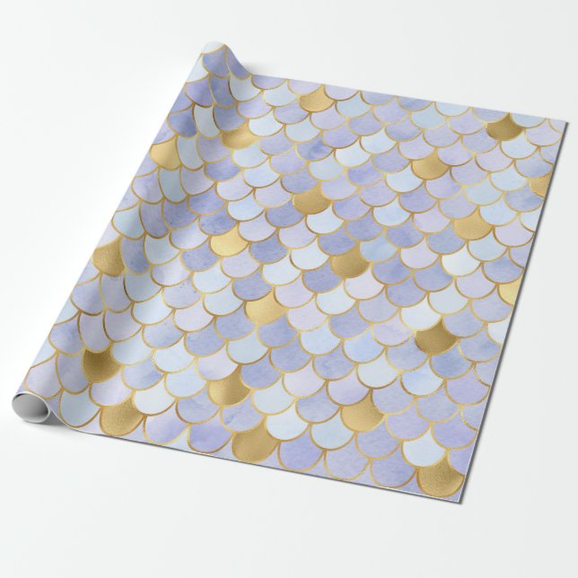 Papier Cadeau Dreamy Lavendar et des échelles de sirène de coule (Déroulé)