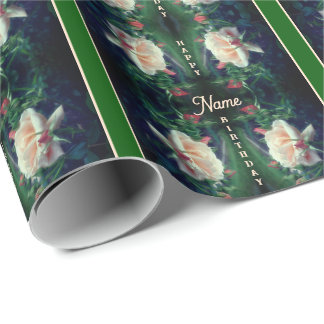 Papier Cadeau Dreamy Peach Rose Anniversaire personnalisé