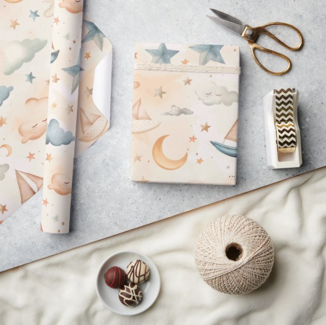 Papier Cadeau Dreamy Sailboats & Stars Wrapping Paper (Artisanat)