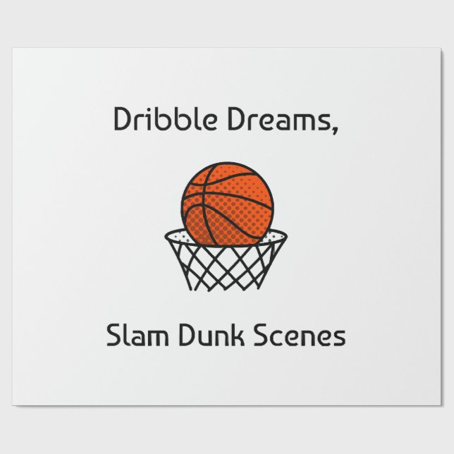 Papier Cadeau Dribble Dreams, Slam Dunk Scènes Basketball (Plat)