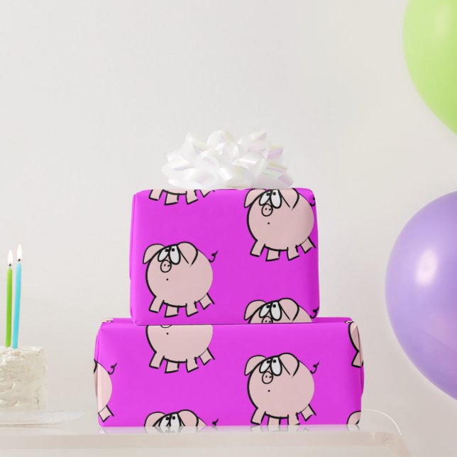 Papier Cadeau Drôle 4 dessin animé Cochon Choisir la couleur Béb (Cadeaux de fête)