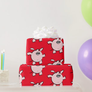 Papier Cadeau Drôle 5 dessin animé Cochon Choisir la couleur WP