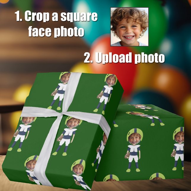 Papier Cadeau Drôle Ajouter Visage Enfant Photo Joueur Football  (Créateur téléchargé)