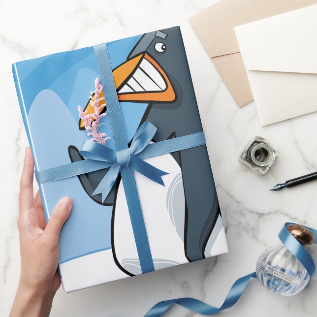 Papier Cadeau Drôle Angry Penguin Cartoon Cool (Créateur téléchargé)