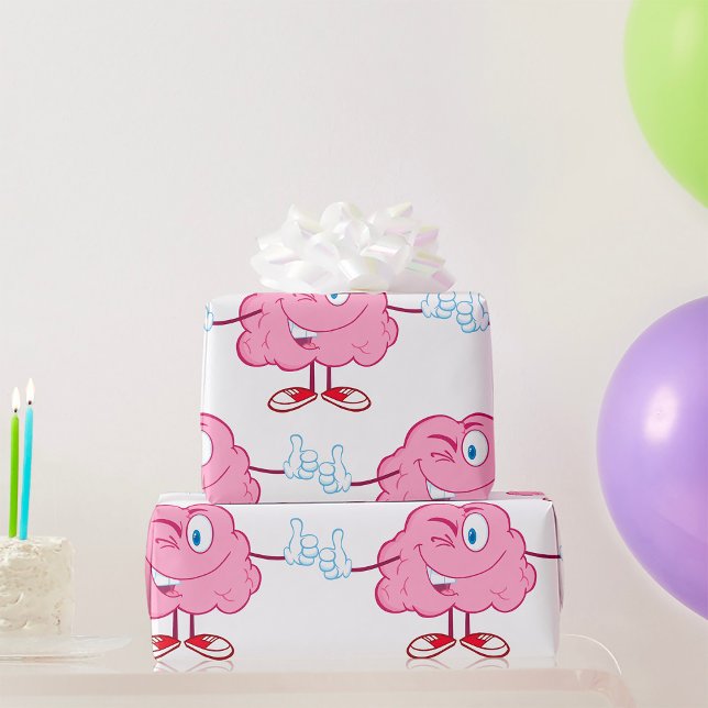 Papier Cadeau Drôle Cartoon Cerveau en train de Winking (Créateur téléchargé)