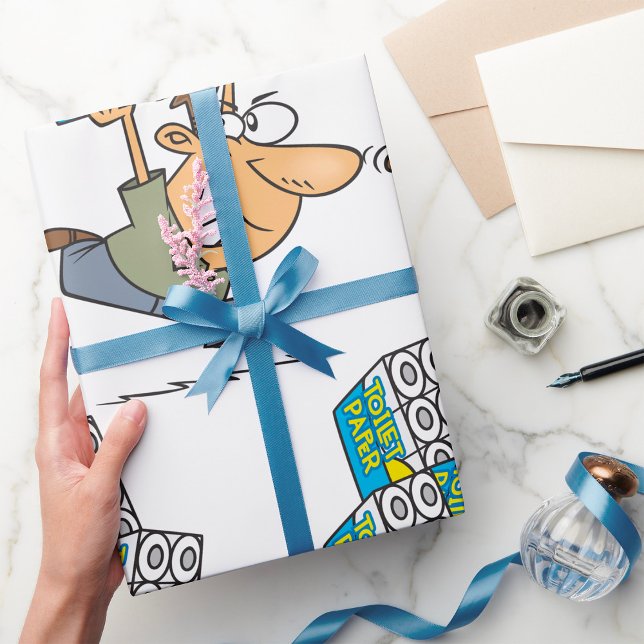 Papier Cadeau Drôle Cartoon Homme Panique Acheter Papier Toilett (Créateur téléchargé)