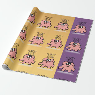 Papier Cadeau Drôle Cartoon Pig Année Papier d'emballage