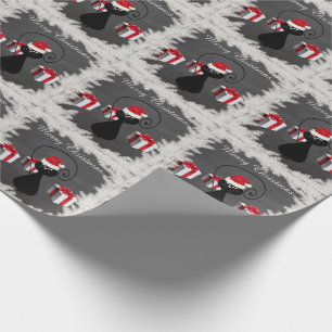 Papier Cadeau Drôle chic Noël Père Noël dessin animé chat tablea