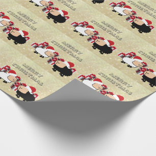 Papier Cadeau Drôle chic Noël Père Noël mouton de dessin animé