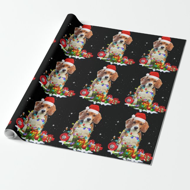 Papier Cadeau Drôle chien de Noël pour papa chien maman (Déroulé)