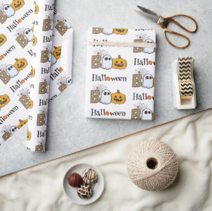 Papier Cadeau Drôle Citrouilles Boo Halloween Éffrayant