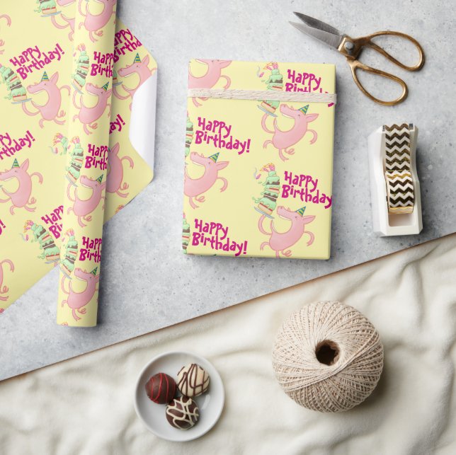 Papier Cadeau Drôle Cochon Joyeux Anniversaire ! Carton de gâtea (Artisanat)