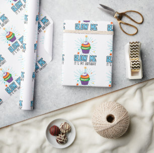 Papier Cadeau Drôle Cupcake Chandle Blow Me C'est mon anniversai