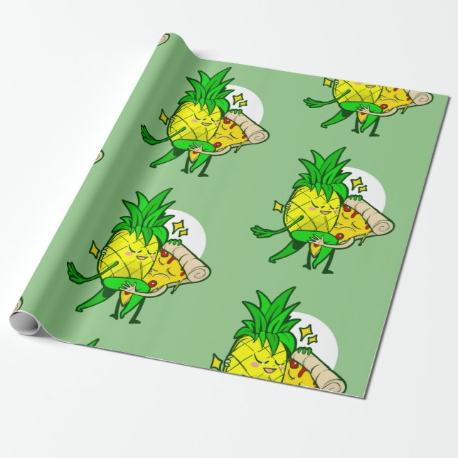 Papier Cadeau drôle d'amour ananas pizza kawaii (Déroulé)