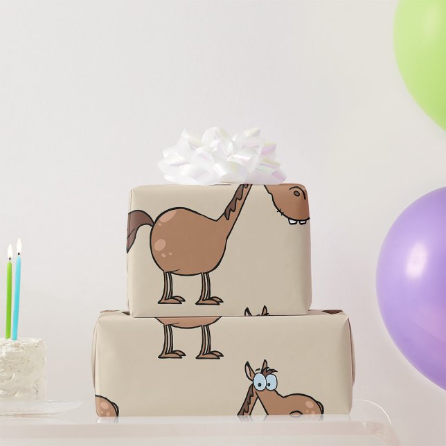 Papier Cadeau Drôle de cheval derpy Cheval brun idiot (Créateur téléchargé)